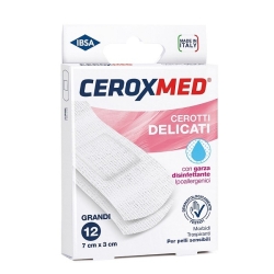 Ceroxmed - 12 Cerotti Delicati Disinfettanti per Pelli Sensibili 7cm x 3cm