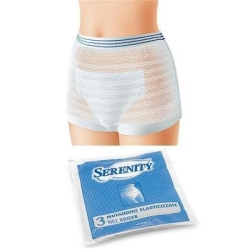 Serenity - 3 Mutandine Elasticizzate per Pannoloni Sagomati e Rettangolari Taglia XS