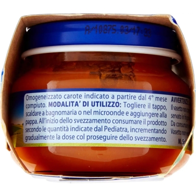 omogeneizzato carote 4m+ 2 vasetti da 80g (Confezione Danneggiata)