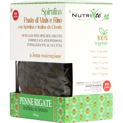 Nutri Te' Acqua e Farina - penne rigate ipoallergeniche senza glutine di mais e riso con Spirulina e Inulina 250 gr