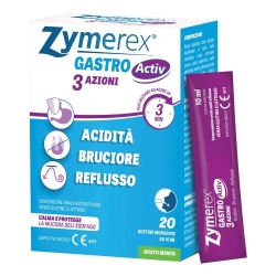 Zymerex Gastro Activ 3 Azioni - Dispositivo Medico per Reflusso Gastro-Esofageo e Bruciore 20 Bustine