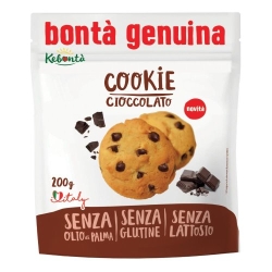 Bontà genuina Cookie al Cioccolato - biscotti con gocce di cioccolato senza glutine e senza lattosio 200 gr