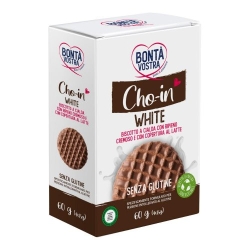 Cho-in White - biscotto a cialda con ripieno cremoso e copertura fondente senza glutine 60 gr