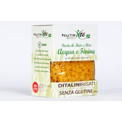 Nutri Té Ditalini Rigati - Pasta di mais e riso senza glutine ipoallergenica trafilata al bronzo 400 gr