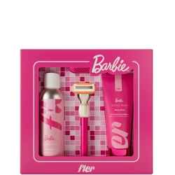 Barbie That Pink Set - Set depilazione con rasoio, mousse nutriente 200 ml e crema corpo 200 ml