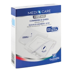 First Aid - 100 Compresse di Garza Assorbenti In TNT 10x10cm