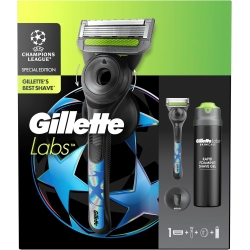 GILLETTE Labs Rasoio Uefa Champions League - Kit per la rasatura con lametta, manico, gancio e gel da barba 198 ml