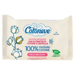 20 Salviette Struccanti per Pelli Sensibili con Cotone e Centella