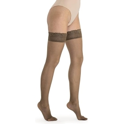 Solidea Fashion Gaduated Compression Brigitte - Calza autoreggente Micro Rete 70 den (12/15 mmhg) Taglia L Moka