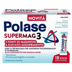 Polase Supermag3 Gusto Ciliegia 18 Stick da 2 gr - Integratore per la stanchezza e il metabolismo energetico