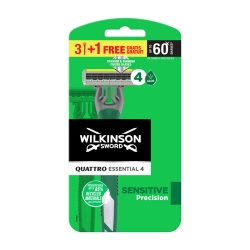 Quattro Essential 4 Sensitive Precision - Rasoio usa e getta con 4 lame -  Confezione da 4 rasoi