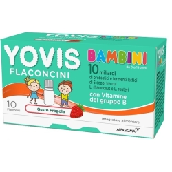Yovis Bambini Gusto Fragola 10 Flaconcini da 10 ml - Integratore per la flora intestinale e la digestione