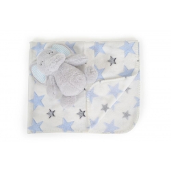 Set Regalo Neonato - Coperta In Pile Morbido e Elefante Peluche Blu