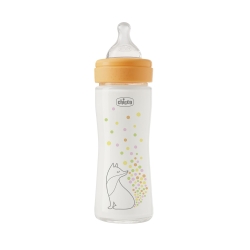 Chicco Perfect Easy - Biberon in Vetro Anti-Colica Tettarella In Silicone Physio 0m+ Flusso Lento 240 ml