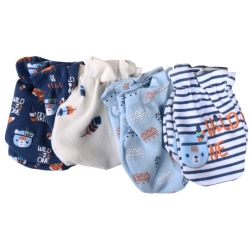 Tibby - 4 Paia Guanti per Neonati In Cotone Blu