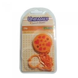 Unifamily CLIP - Catenella Portasucchietto per Bambino Senza BPA - Arancio