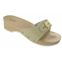 Scholl Pescura Heel Original Bycast - Zoccolo in Pelle Bycast con Tacco 25 mm Sabbia Taglia 36