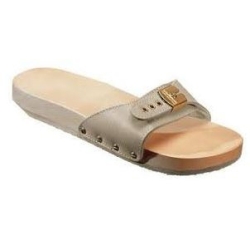 Scholl Pescura Flat Original - Zoccoli con Plantare Anatomico in Legno Colore Sabbia Taglia 40