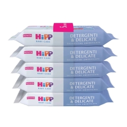 Hipp Salviettine Detergenti e Delicate Ultra-Delicate per Pelli Sensibili - 5 confezioni da 48 Salviette