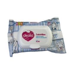 Dealo - 20 Salviette Imbevute  per Bambini Profumate al Talco con Placchetta Richiudibile