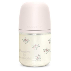Suavinex Poetry - Biberon Vetro Tettarella in Silicone Rosa 120 ml