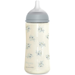 Suavinex Poetry - Biberon Plastica con tettarella Silicone SX Pro Azzurro 360 ml