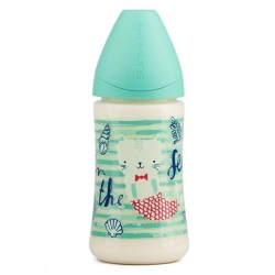 Suavinex Biberon Collo Largo con Tettarella Anatomica in Silicone 0-6 Mesi Verde 270 ml