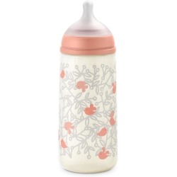 Suavinex Birdies - Biberon con tettarella in Silicone Sx Pro Flusso Denso AntiColica 6M+ Rosa 360 ml
