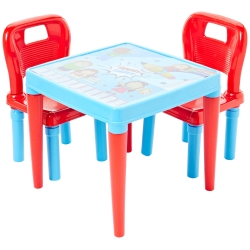 Tavolo da Gioco e Attività con 2 Sedie per Bambini 3-5 Anni