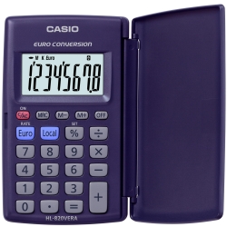 HL-820VERA - Calcolatrice Tascabile con Display 8 Cifre, Euroconvertitore, Alimentazione a Batteria