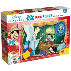 Disney Pinocchio - Puzzle da 24 Pezzi Double-Face Maxi Floor con Retro da Colorare