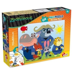 Disney ZooTropolis - Maxi Puzzle da 108 Pezzi Double-Face con Retro da Colorare