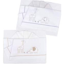 Set Lenzuolino per Maxi Culla  con Ricamo Elefantino e Giraffa - Grigio