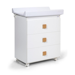 Project One - Mobile Bagnetto Fasciatoio con 3 Cassetti, Top Ribaltabile Bianco 76 x 47,5 x 88,5 cm