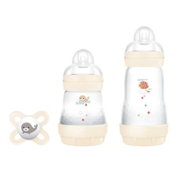 Easy Start - 2 Biberon Neonato con Ciuccio Originale 0+ mesi 130 ml e 260 ml - Beige