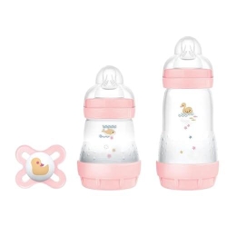 Easy Start - 2 Biberon Neonato con Ciuccio Originale 0+ mesi 130 ml e 260 ml - Rosa