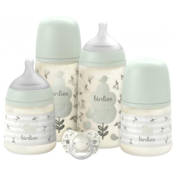 Suavinex Birdies Newborn Set - 2 Biberon 150 Ml 2 Biberon 270 Ml 1 succhietto 0-6 Mesi - Verde