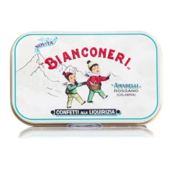 Bianconeri - Confetti alla liquirizia pura alla menta confettate con zucchero 50 gr