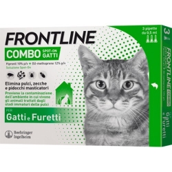 FRONTLINE combo antiparassitario per gatti e furetti 3 pipette da 0,5 ml (Confezione ammaccata)