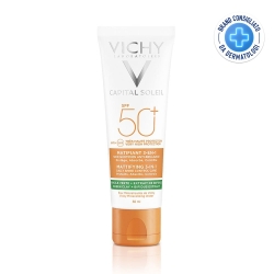 Vichy Crema Solare Viso 50+ SPF Trattamento opacizzante 3 in 1 effetto Mat Protezione Molto Alta 50 ml