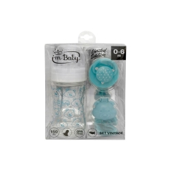 Set Vintage neonato - Biberon ciuccio e catenella 0-6 m - colori assortiti