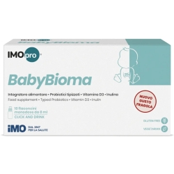 BabyBioma Gusto Fragola 10 Flaconcini da 8 ml - Integratore per la flora intestinale e il sistema immunitario