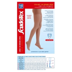 ScudoTex - Collant 140 Den Punta Aperta Maglia a Rete Compressione Graduata (19-22 mm Hg) Taglia 3 Skin