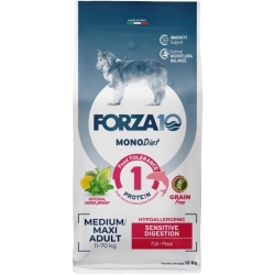 Forza 10 Mono Diet Medium Maxi Adult Pesce - Alimento completo per cani con digestione sensibile 10 kg