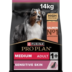 Purina Pro Plan Salmone - Alimento completo per cani anziani M/L pelle sensibile 14 kg