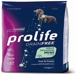 grainfree adult sensitive Pesce e Patate - Alimento completo per cani adulti sensibili di taglia piccola 2 Kg
