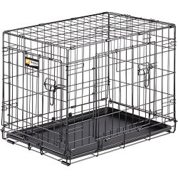 Dog-Inn 75 Nero - Box Pieghevole per Cani di Taglia Media con Pannello Divisorio e Doppia Porta 77,4 x 48,5 x h 54,6 cm