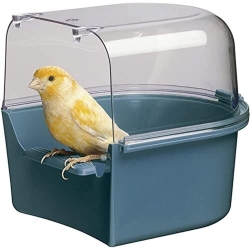 Trevi 4405 - Bagnetto Esterno per Canarini e Uccelli Esotici con Protezione Anti-schizzo 14 x 15,7 x h 13,8 cm