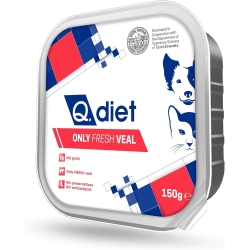 Q.diet only fresh Vitello - Alimento dietetico monoproteico senza cereali per cani e gatti 150 gr