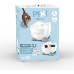 Pixi - Fontana Abbeveratoio per Gatti Combo Pack Bianca